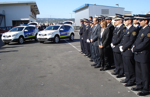 Parada de la Policia Local de Palamós, aquest matí davant la llotja.