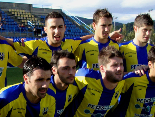 Equip del Palamós CF que ahir va vèncer la Gramanet B. (Foto: Sergi Cortés).
