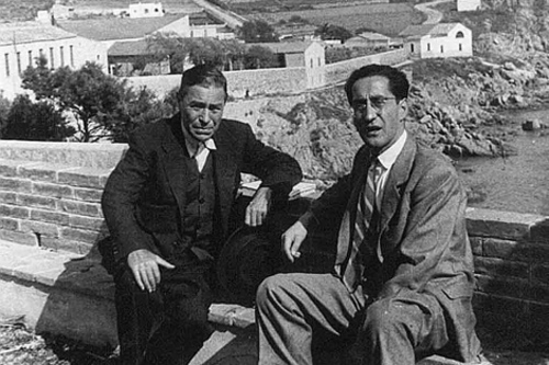 Josep Pla i Joan Teixidor a Palamós. (Foto: Fundació Josep Pla).