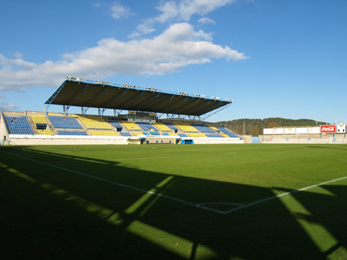 El terreny de joc del Nou Estadi Municipal és de gespa natural.