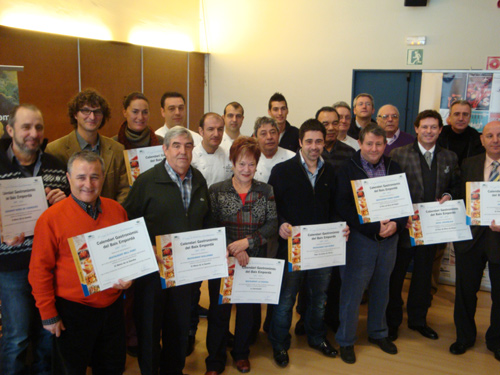 Restauradors de les campanyes gastronòmiques més veteranes, durant l'acte d'avui.