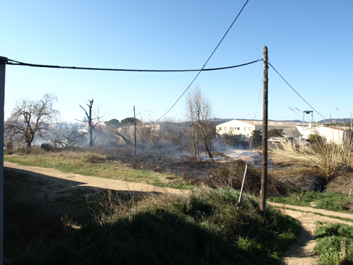 Un aspecte de l'incendi que hi va haver ahir al Pla de Sant Joan.