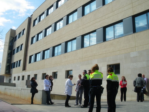 Un moment del simulacre que s'ha fet aquest migdia a Palamós Gent Gran.