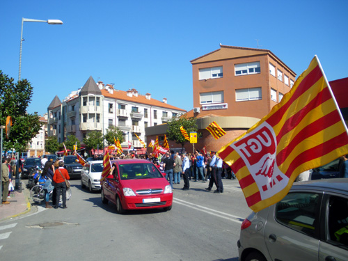 Manifestació sindical a Palamós, aquest matí.