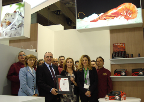 Lliurament de la certificació a la llotja de Palamós, al saló Alimentaria.