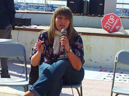 Marta Afuera, portaveu de la PAH a Girona, en un acte recent a Palamós.