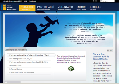 El web del Projecte Educatiu de Ciutat de Palamós.