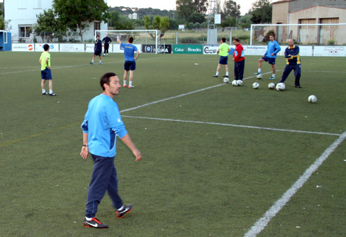 Un moment de l'entrenament d'ahir del Palamós Club de Futbol.