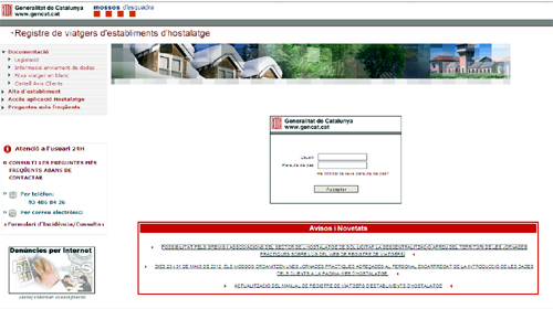Web del registre de viatgers.