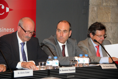 Els president de les tres cambres gironines, en l'acte celebrat ahir.