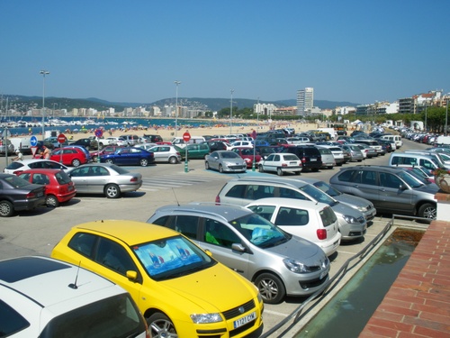 L'aparcament de la platja Gran de Palamós, aquest matí.
