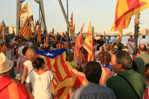 Imatge de la concentració independentista d'ahir a Sant Antoni.