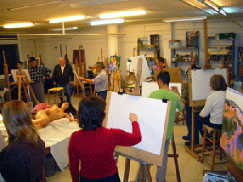 Una sessió de pintura del Cercle Artístic de Palamós.