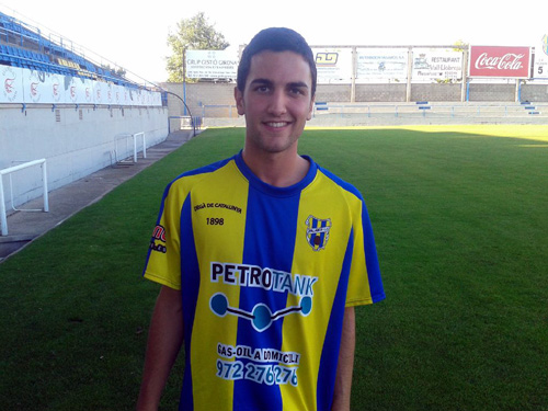 Ferran Nierga, el dia que el van presentar com a jugador del Palamós CF.