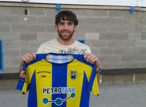Chema Aguilera, el dia que el van presentar com a nou jugador del Palamós CF.