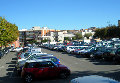 L'actual aparcament de superfície de l'Arbreda.