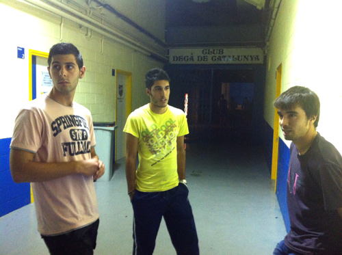 Gerard, Romero i Almendros, ahir al vespre al Nou Estadi.