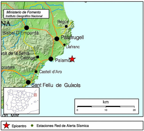 Ubicació de l'epicentre en un mapa.