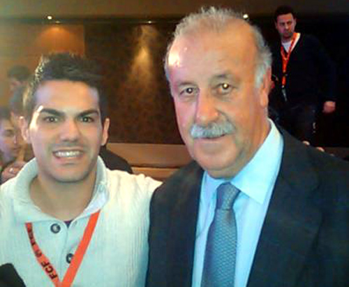 Ramon Garcia, tècnic del Global Palamós, amb Vicente Del Bosque.
