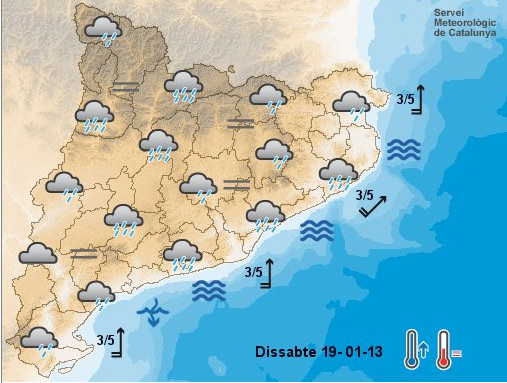 Previsió de fortes pluges per a demà.