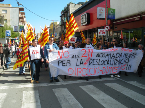 Manifestació dels treballadors de Hutchinson Palamós, arran de l'ERO de 2009.