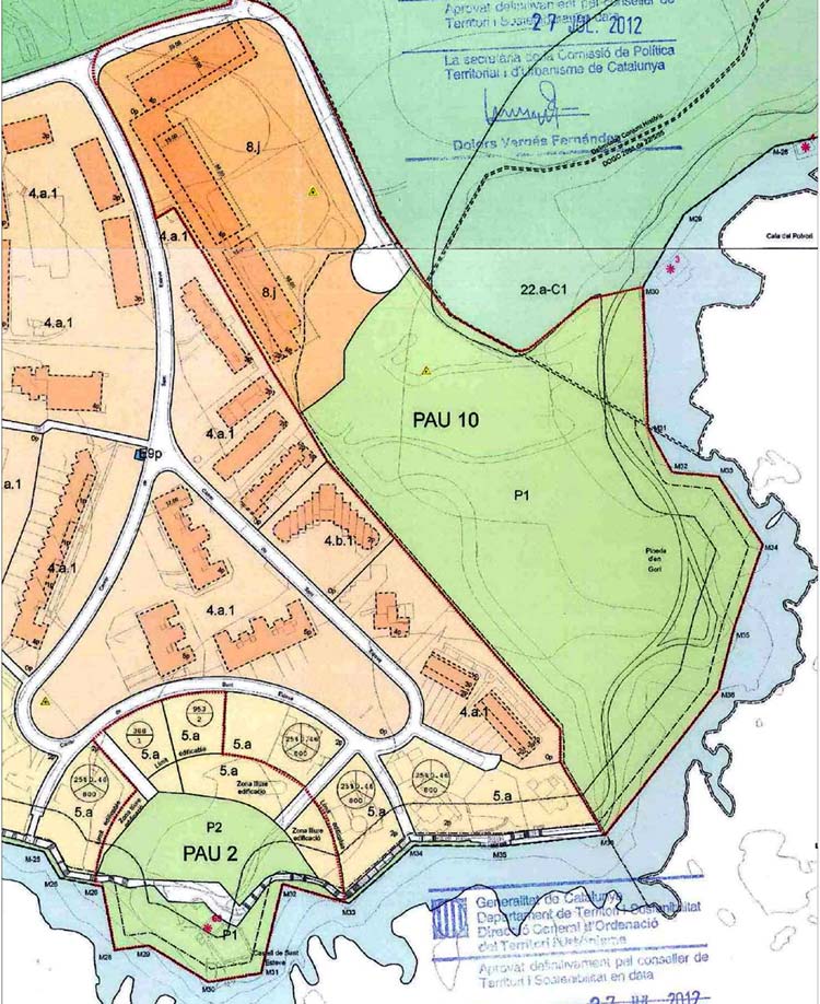 Plànol urbanístic del projecte d'actuació PAU 10 - Sector pineda d'en Gori.