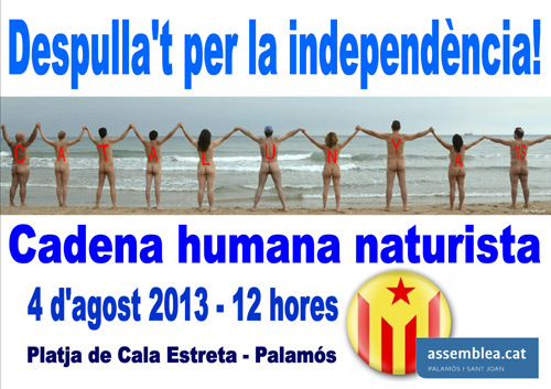 Cartell de la cadena humana naturista que es farà a cala Estreta.