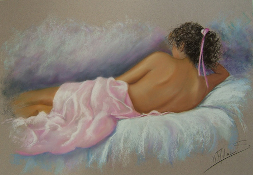 Figura al pastel, una de les pintures de la mostra.
