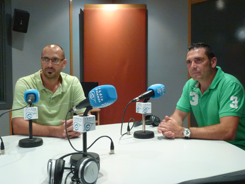 Joan Antoni López, dreta, i Xavi Adroher, president i vicepresident del CE Palamós.