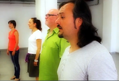 Imatge d'un assaig d''El cant dels cirerers'.