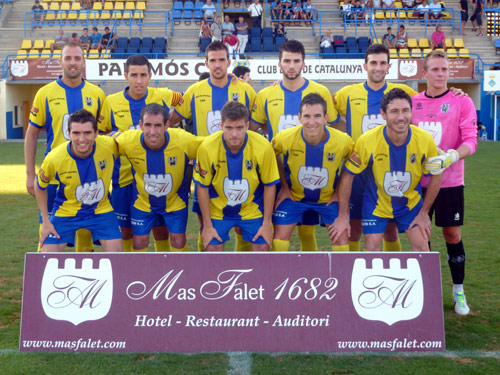 Alineació del Palamós CF en el Palamós-Vic de Copa Catalunya, diumenge passat.