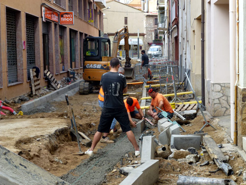 Obres al carrer de Sant Joan Baptista de La Salle, aquest matí.