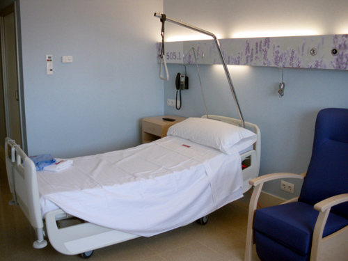 Una habitació de l'hospital de Palamós.