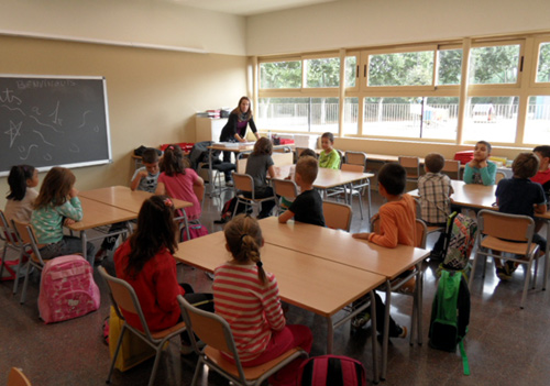 Una aula de l'escola Vila-romà de Palamós.