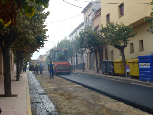 Asfaltatge del carrer Ample, en una imatge d'arxiu.