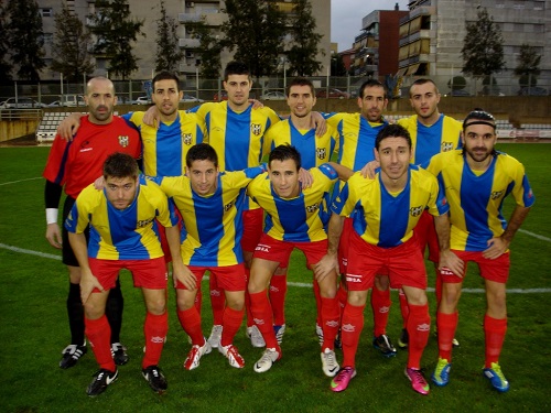 Onze inicial del Palamós en el partit d'avui. Foto: Sergi Cortés.