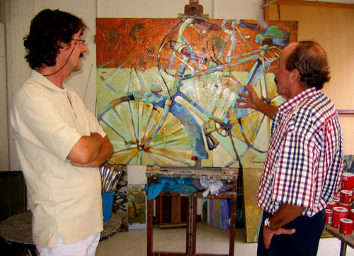Isidre Vilaseca, a la dreta, amb el també pintor Eduard de Cabrera.
