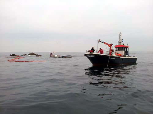 Operacions de rescat de la barca, avui el matí.