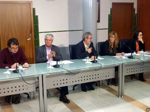 El grup de CiU a l'Ajuntament de Palamós, ahir.