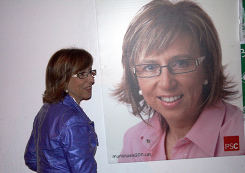 Teresa Ferrés durant la darrera campanya municipal.