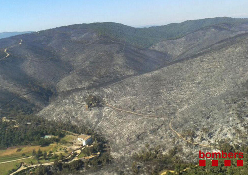 El foc va donar-se per apagat ahir a la tarda. Foto: Bombres Generalitat