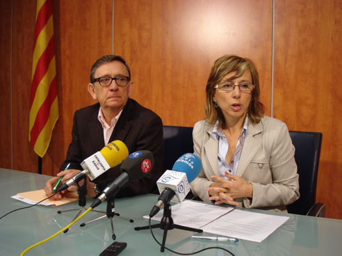 Teresa Ferrés i Joan Gea a la roda de premsa d'avui