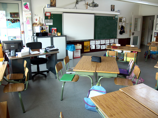 Una aula de primària a l'escola La Salle.