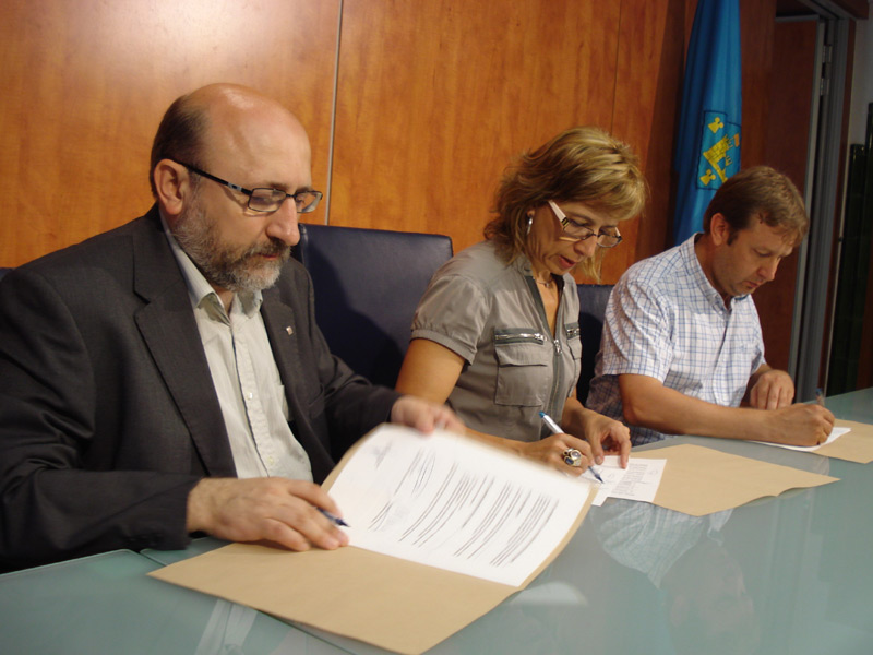 Firma del conveni comercial, avui a l'Ajuntament de Palamós.