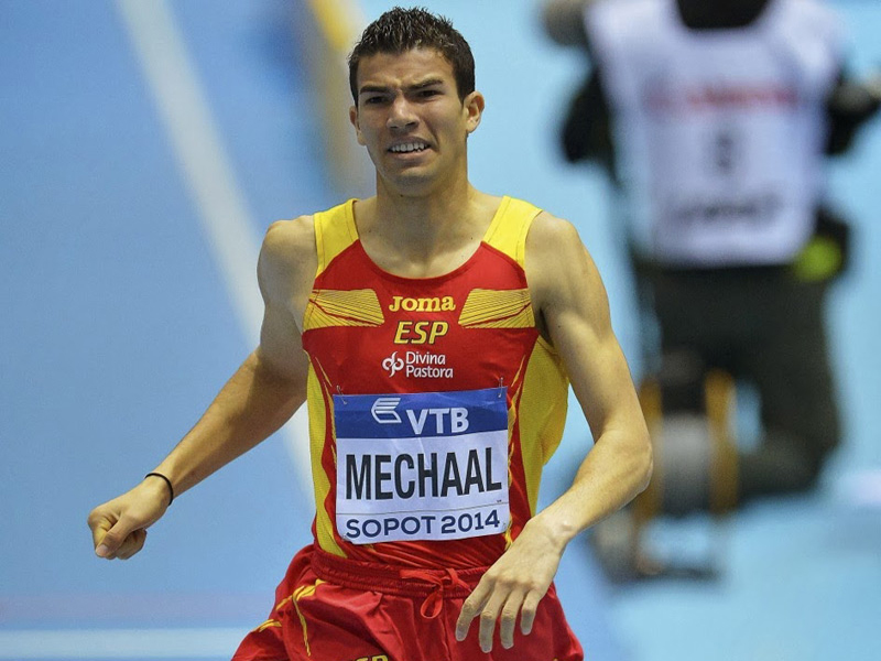 Adel Mechaal en la seva participació al Mundial de pista coberta de Sopot, l'hivern passat.