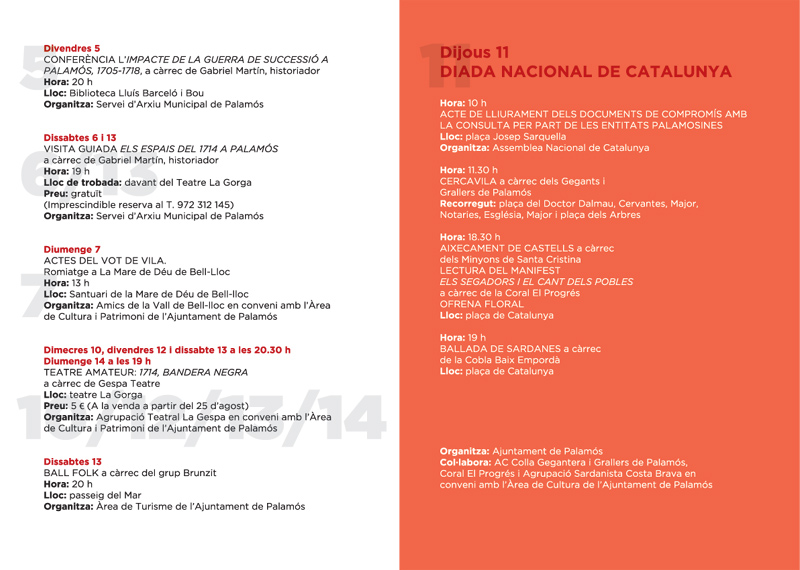 Actes institucionals de la Diada 2014 a Palamós.