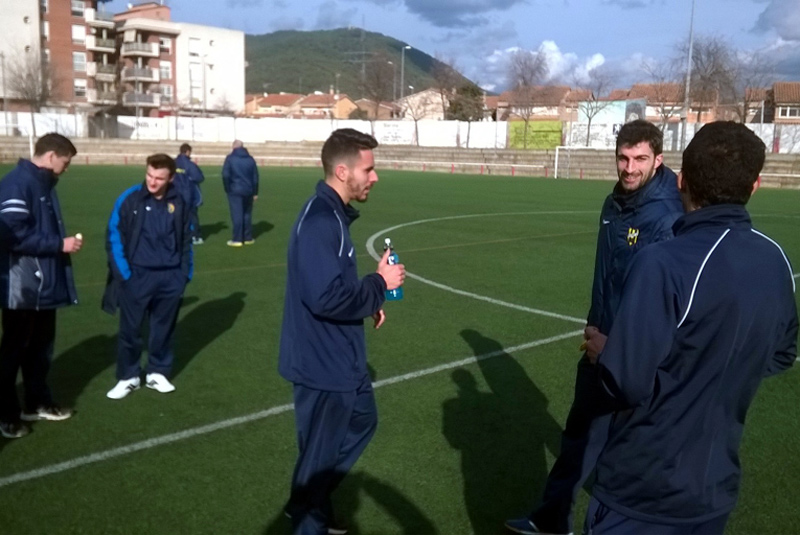 Els jugadors del Palamós abans del partit. (Foto: Ramon Ribas)