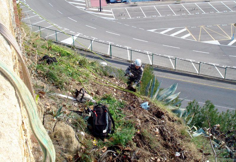 Neteja del penyassegat de la zona de Les Pites. (Foto: Ajuntament de Palamós.)