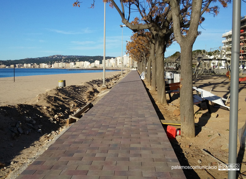 Les obres del passeig del Mar de Palamós, aquest matí.