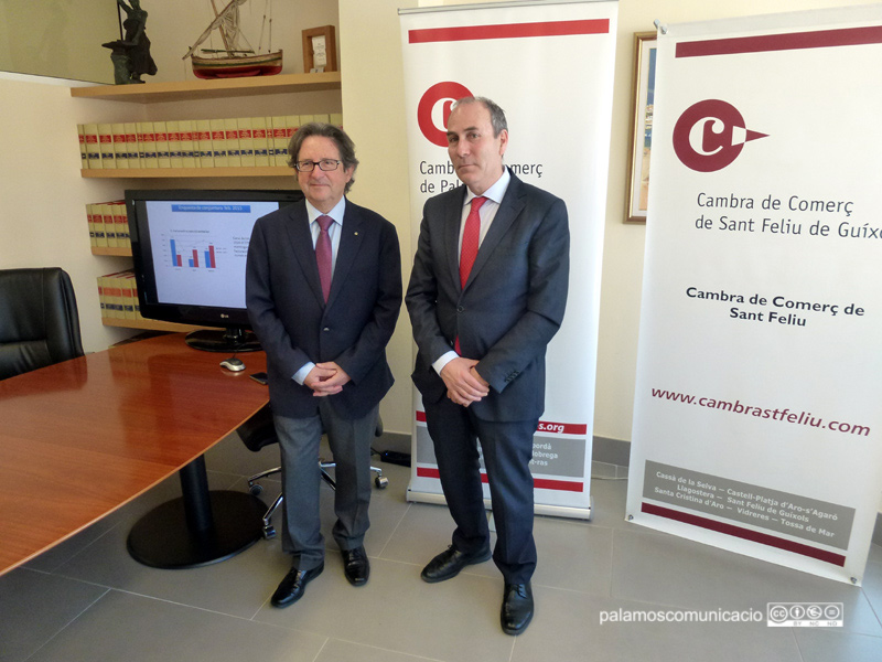 Els presidents de les cambres de comerç de Sant Feliu de Guíxols i Palamós, Joan Puig i Xavier Ribera.